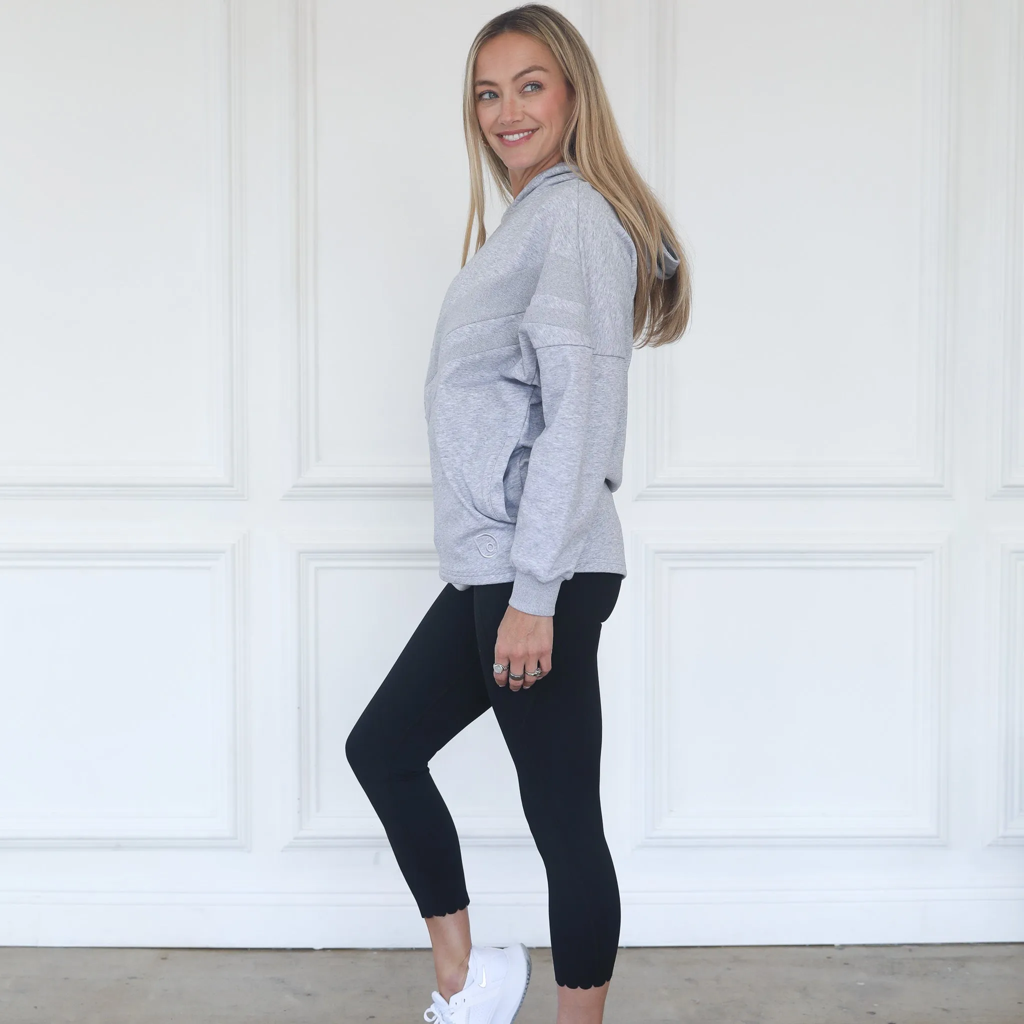 Isabella The Organic Oversized Nursing & Pregnancy Hoodie (Heather Grey)