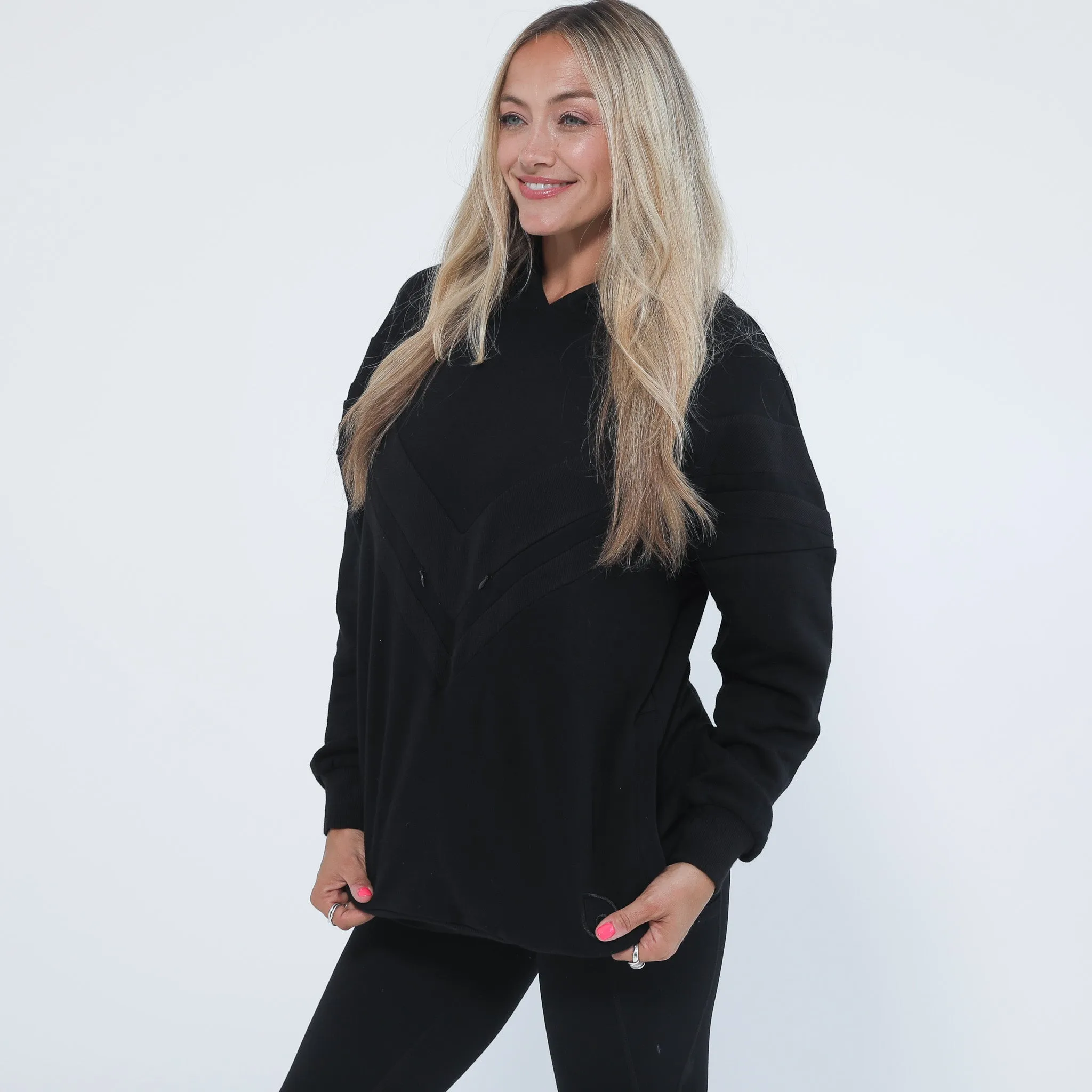 Isabella The Organic Oversized Nursing & Pregnancy Hoodie (Noir)