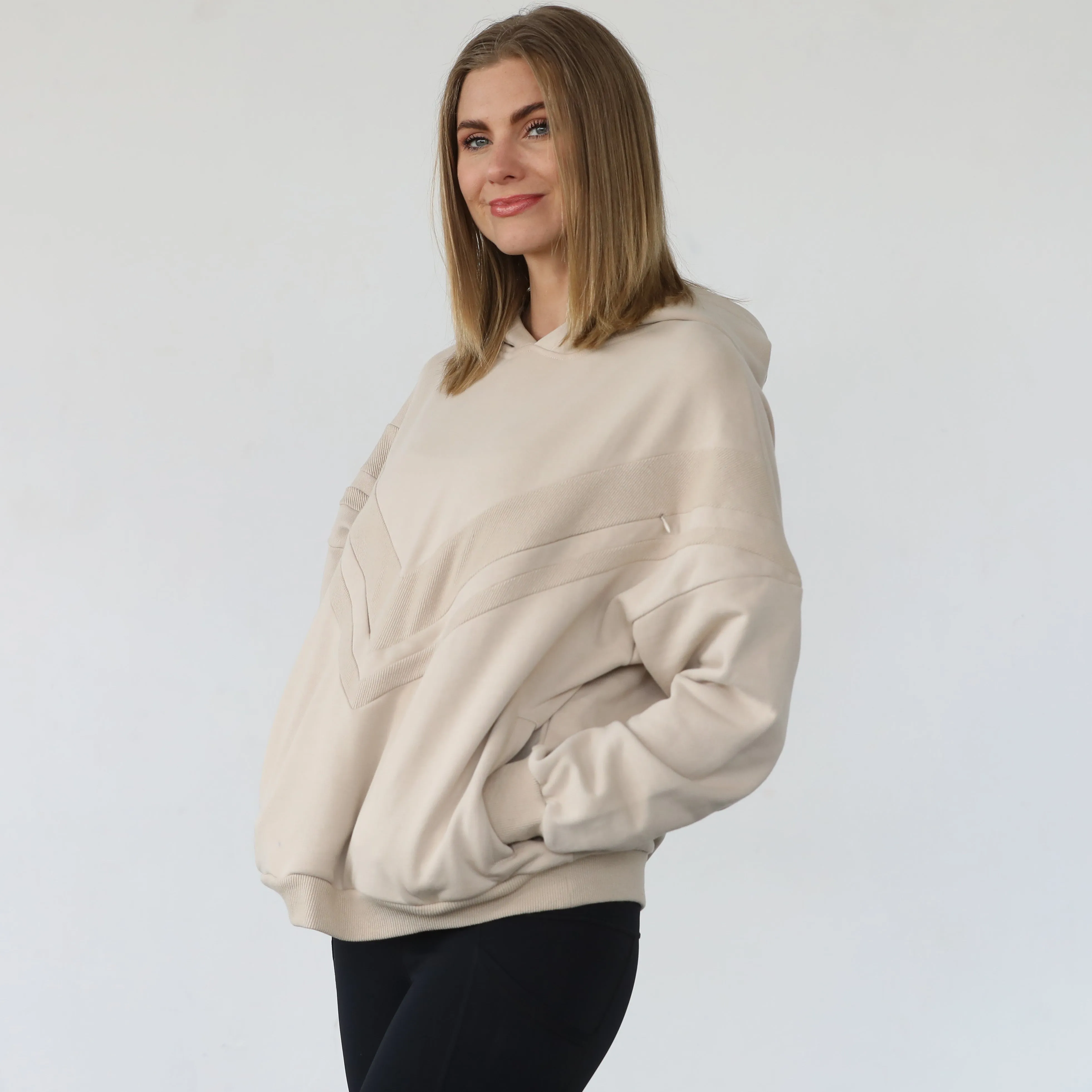 Isabella The Organic Oversized Nursing & Pregnancy Hoodie (Sand)