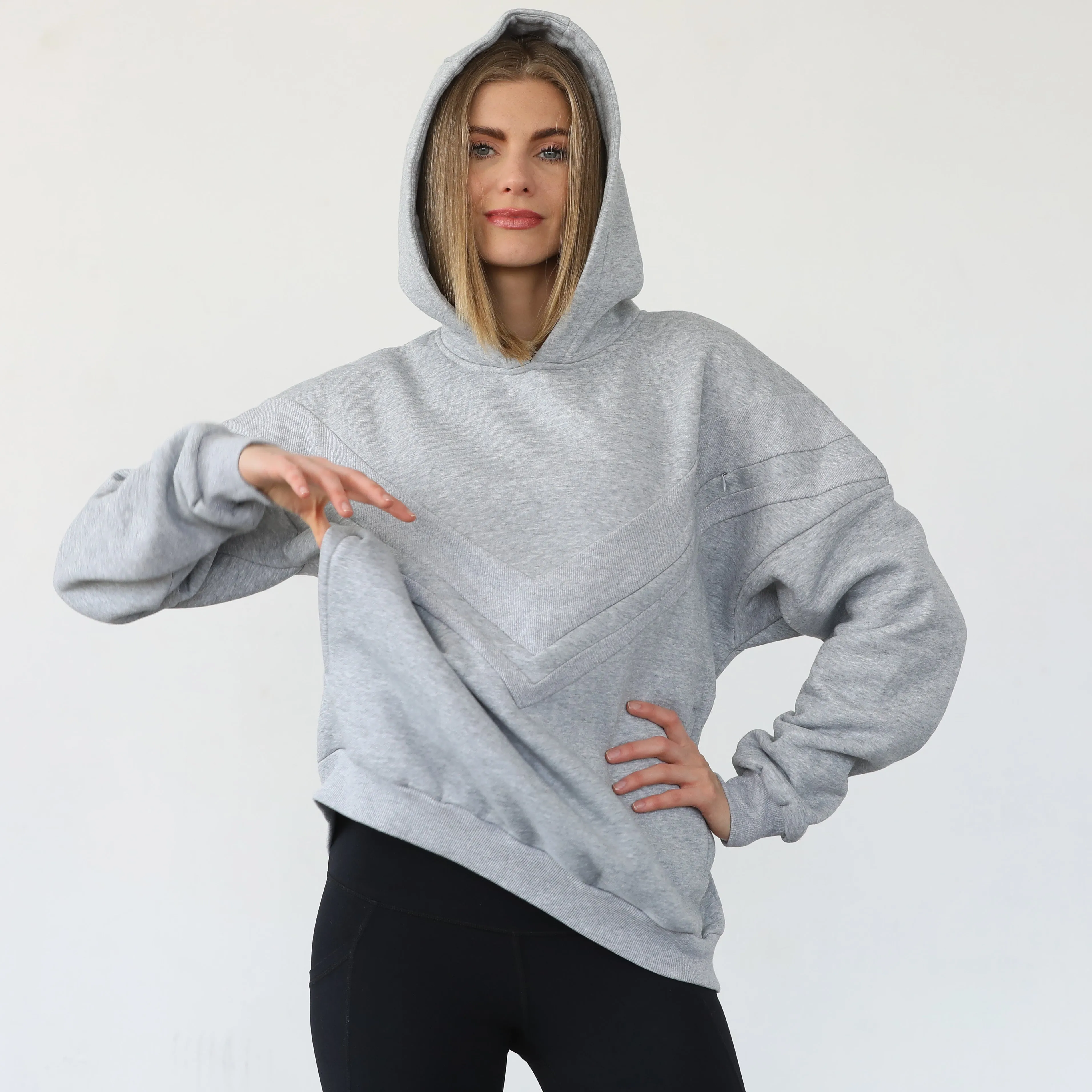 Isabella Ultra Soft Oversized Nursing & Pregnancy Hoodie (Heather Grey)