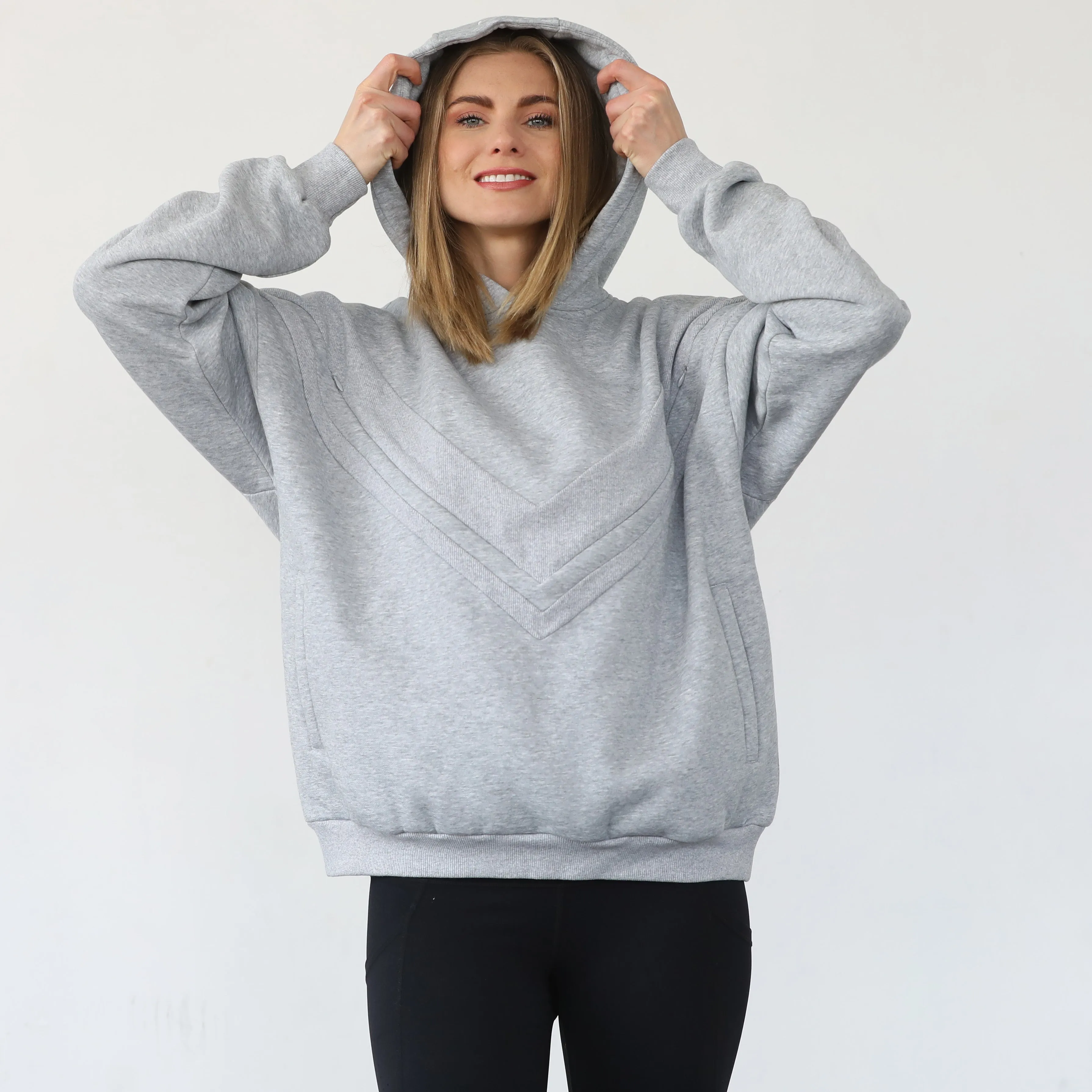 Isabella Ultra Soft Oversized Nursing & Pregnancy Hoodie (Heather Grey)