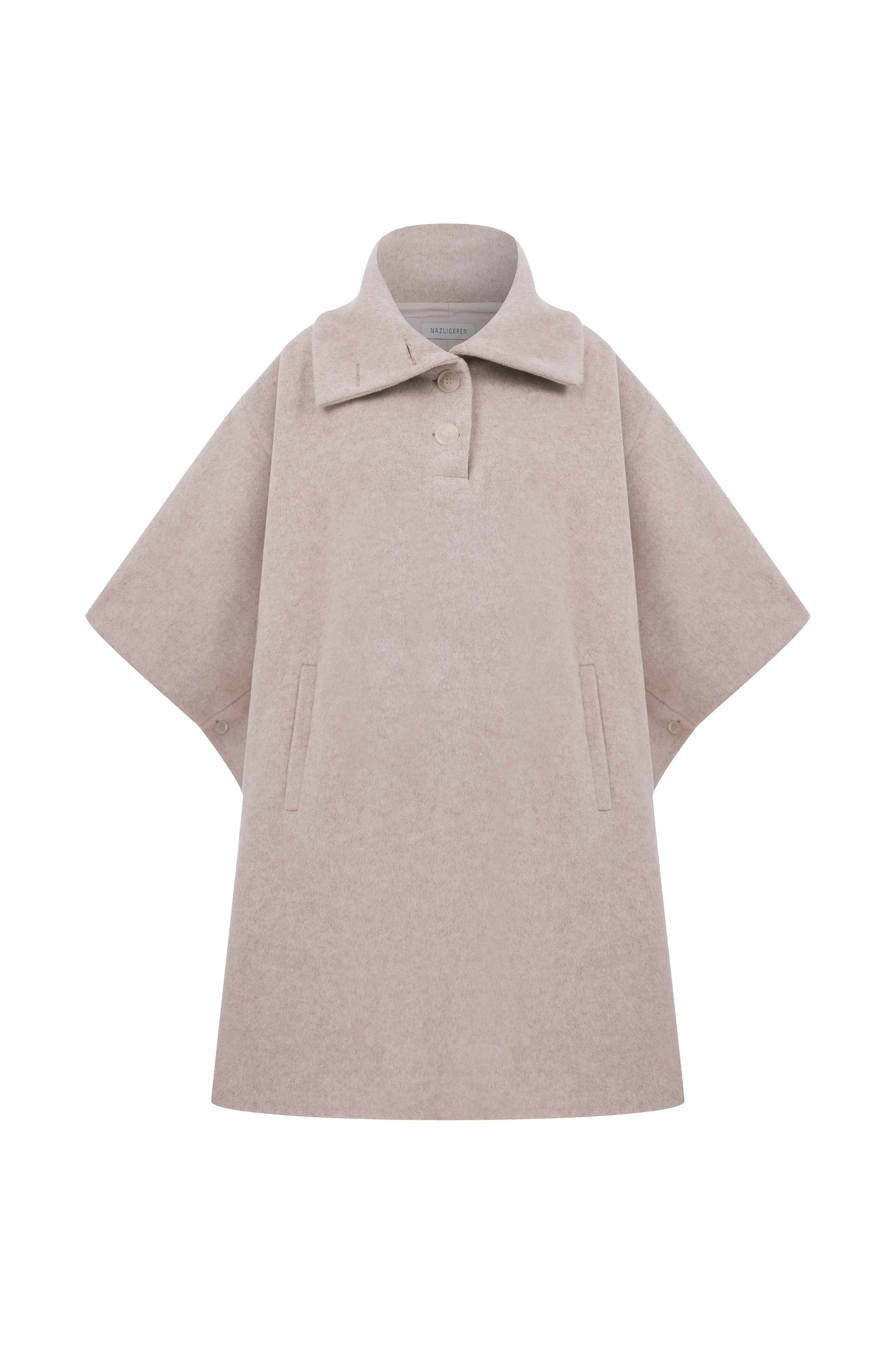 Jarine Wool Blend Poncho In Light Beige