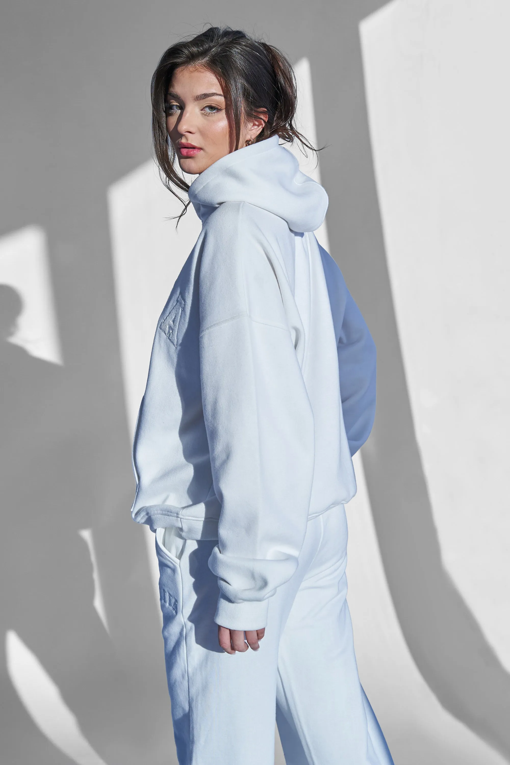 KAIIA SLOGAN OVERSIZED HOODIE WHITE