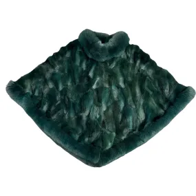 Kashani Ladies Emerald Green Fox Fur Poncho