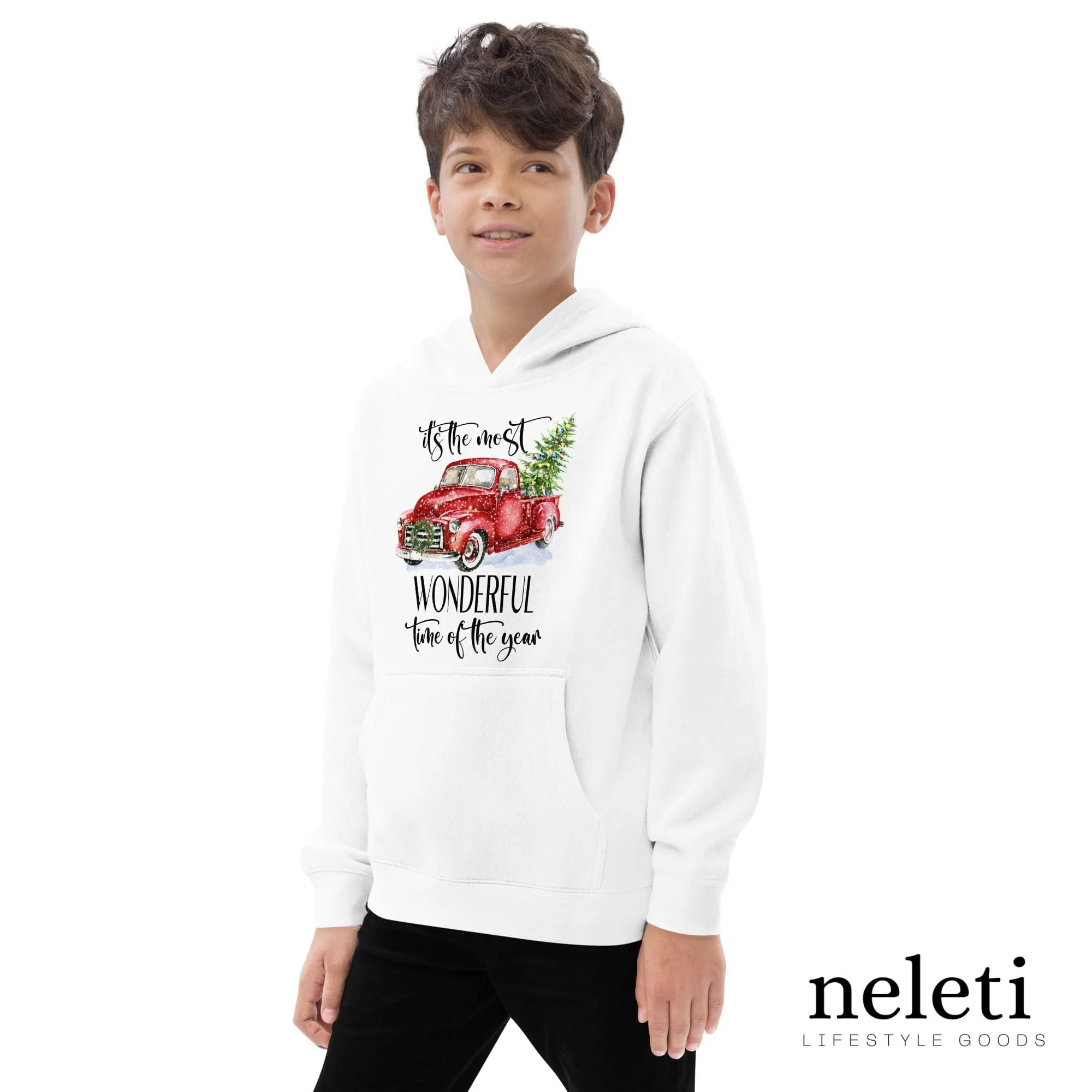 Kids Hoodies with Christmas Truck Print - Exclusive at Neleti.com