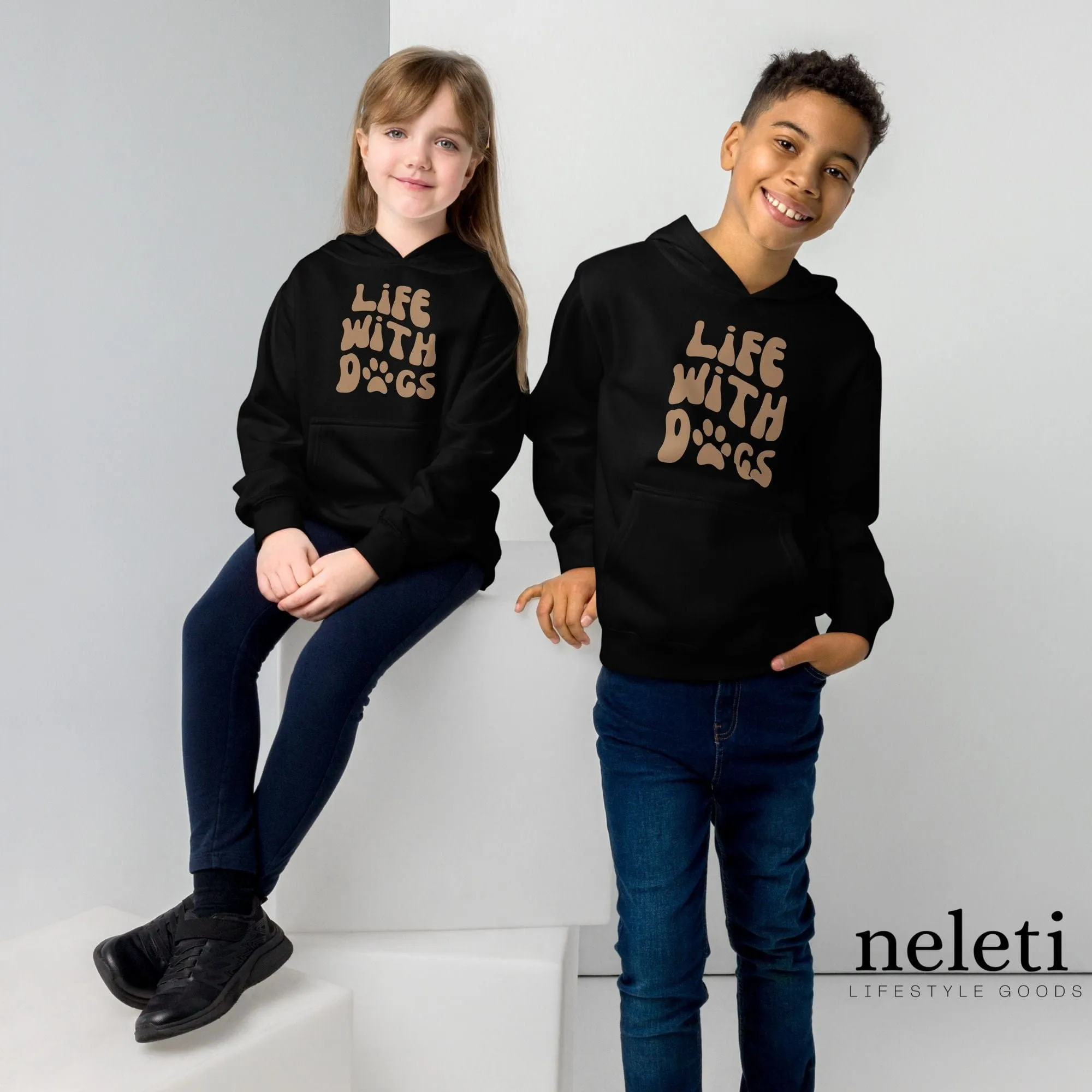 Kids Hoodies with Paw Print & Slogan at Neleti.com - Pawfect Comfort