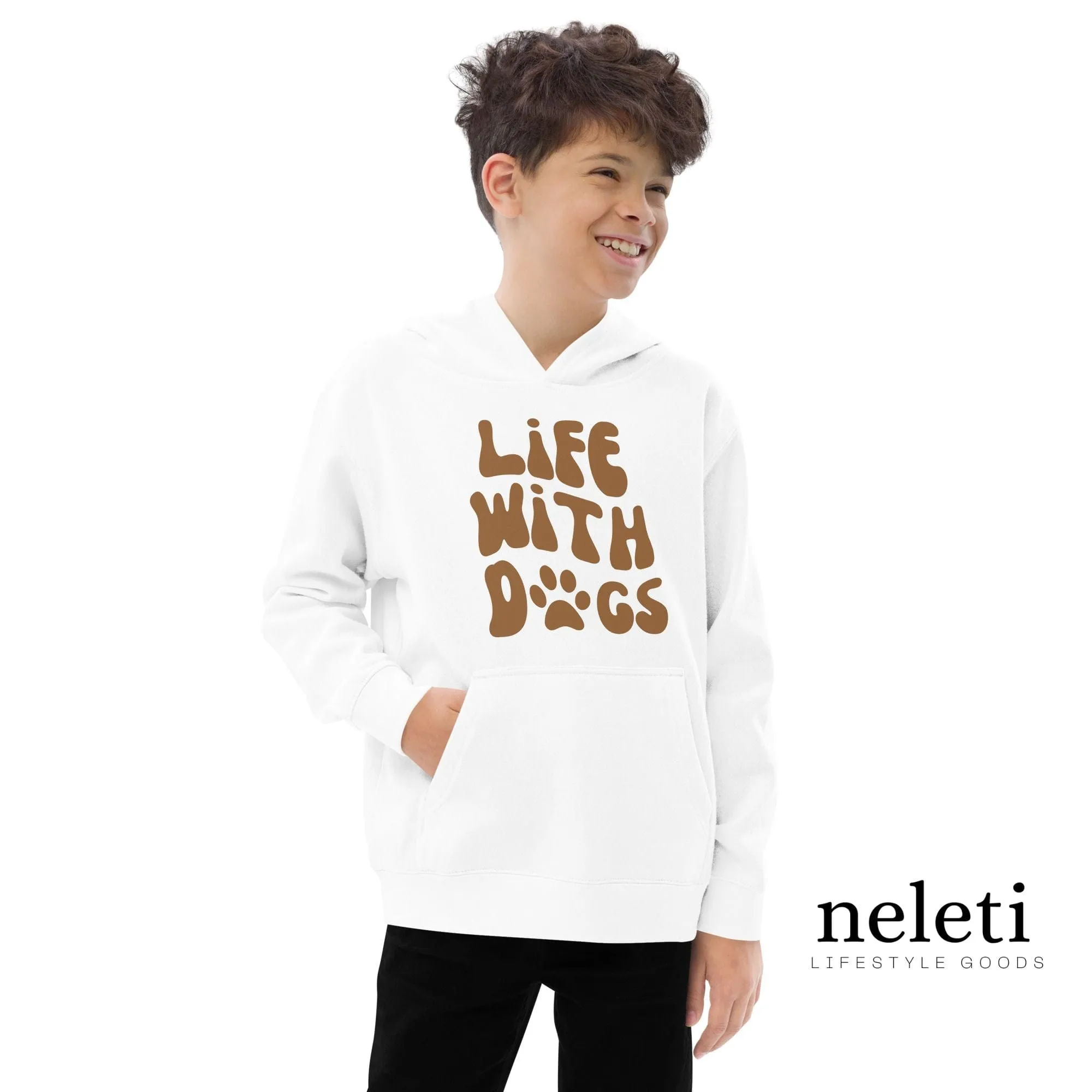 Kids Hoodies with Paw Print & Slogan at Neleti.com - Pawfect Comfort