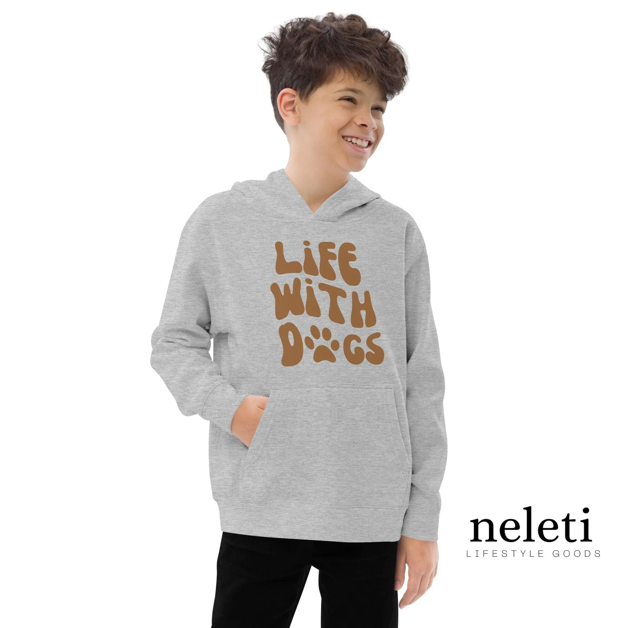 Kids Hoodies with Paw Print & Slogan at Neleti.com - Pawfect Comfort