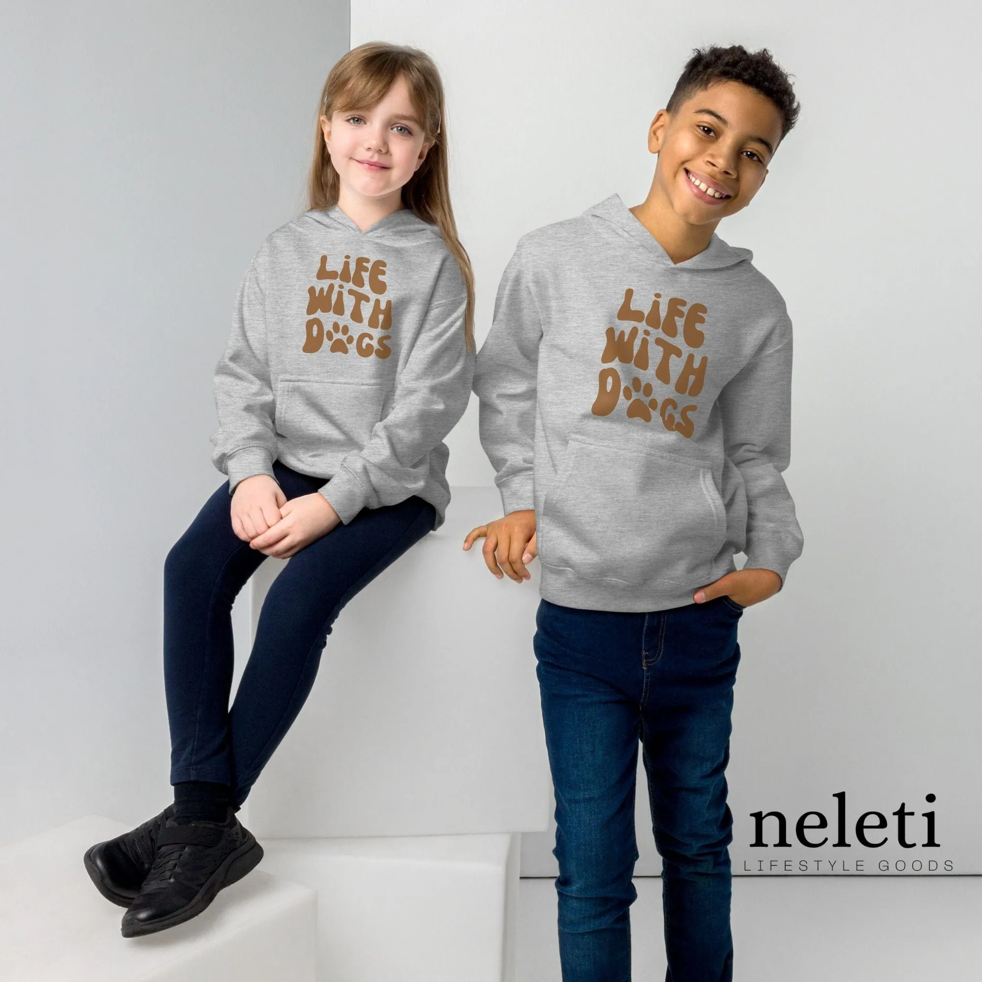 Kids Hoodies with Paw Print & Slogan at Neleti.com - Pawfect Comfort