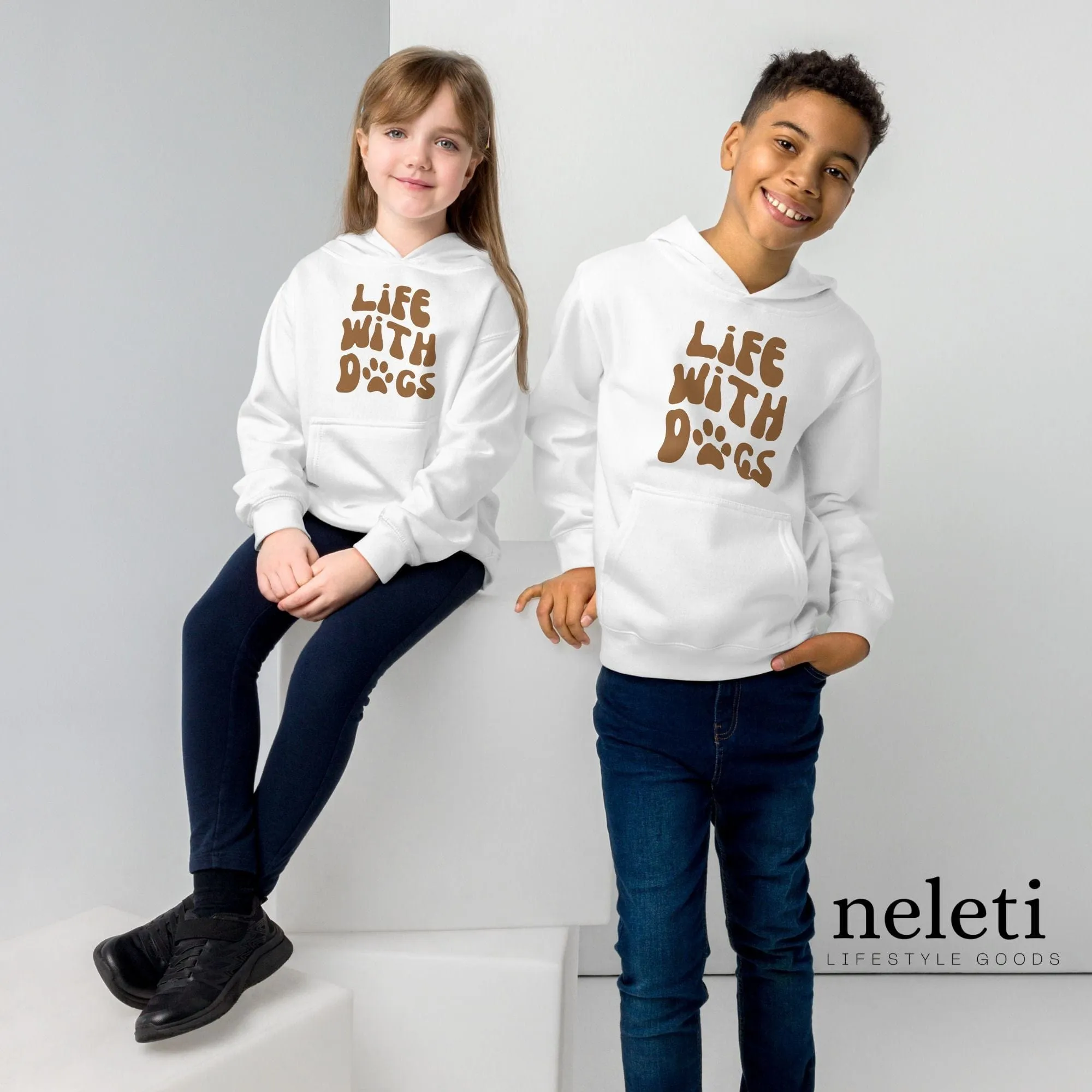 Kids Hoodies with Paw Print & Slogan at Neleti.com - Pawfect Comfort