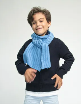 Kids Soft Knitted Cashmere Scarf in Sky Blue