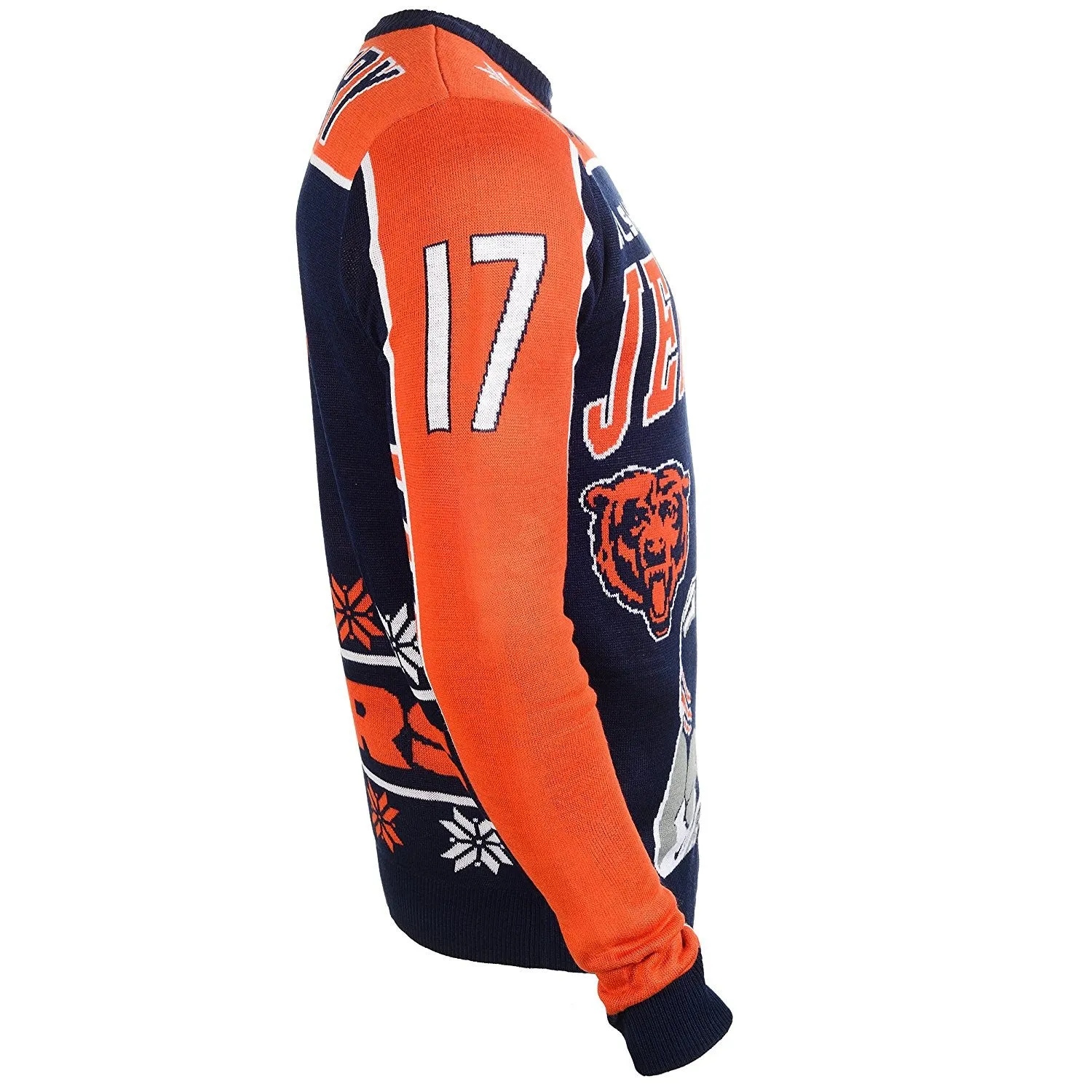 KLEW NFL Men's Chicago Bears Alshon Jeffery #17 Ugly Sweater