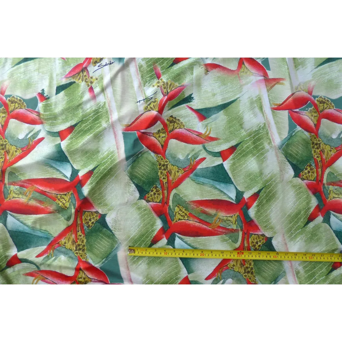 Knit Jersey Hawaiian Fabric | Green Heliconia