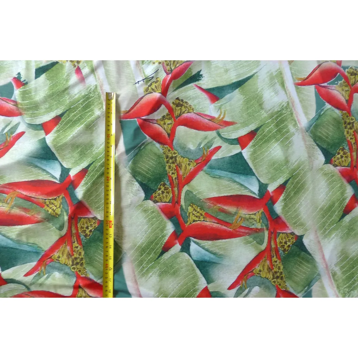 Knit Jersey Hawaiian Fabric | Green Heliconia