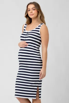 Lee Stripe  Navy / White Maternity Nursing Dress by Ripe