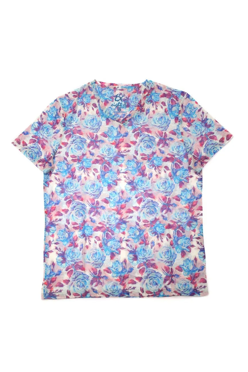 Light Floral Print V-Neck T-Shirt