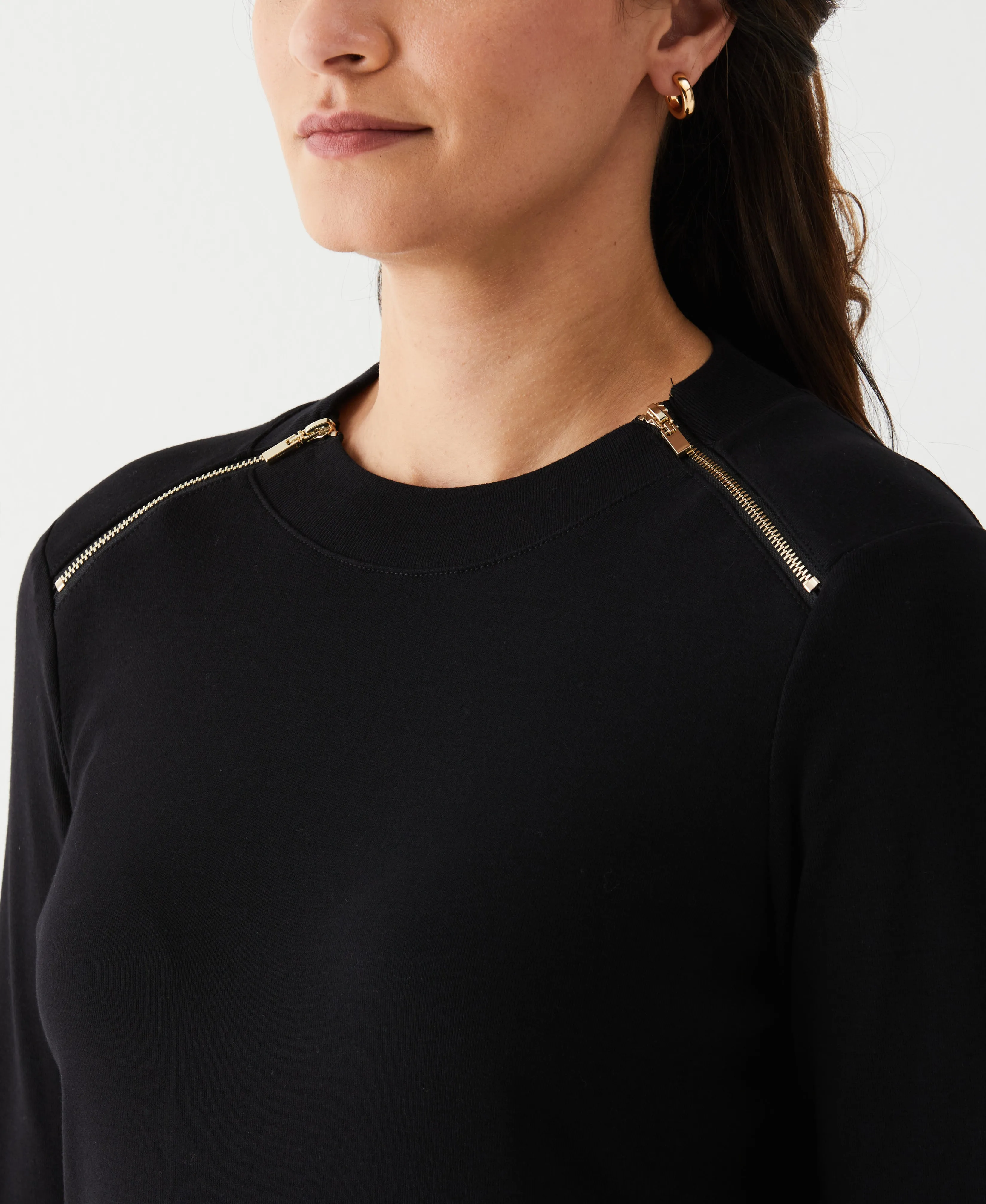 Long Sleeve Tee with Zipper Detail