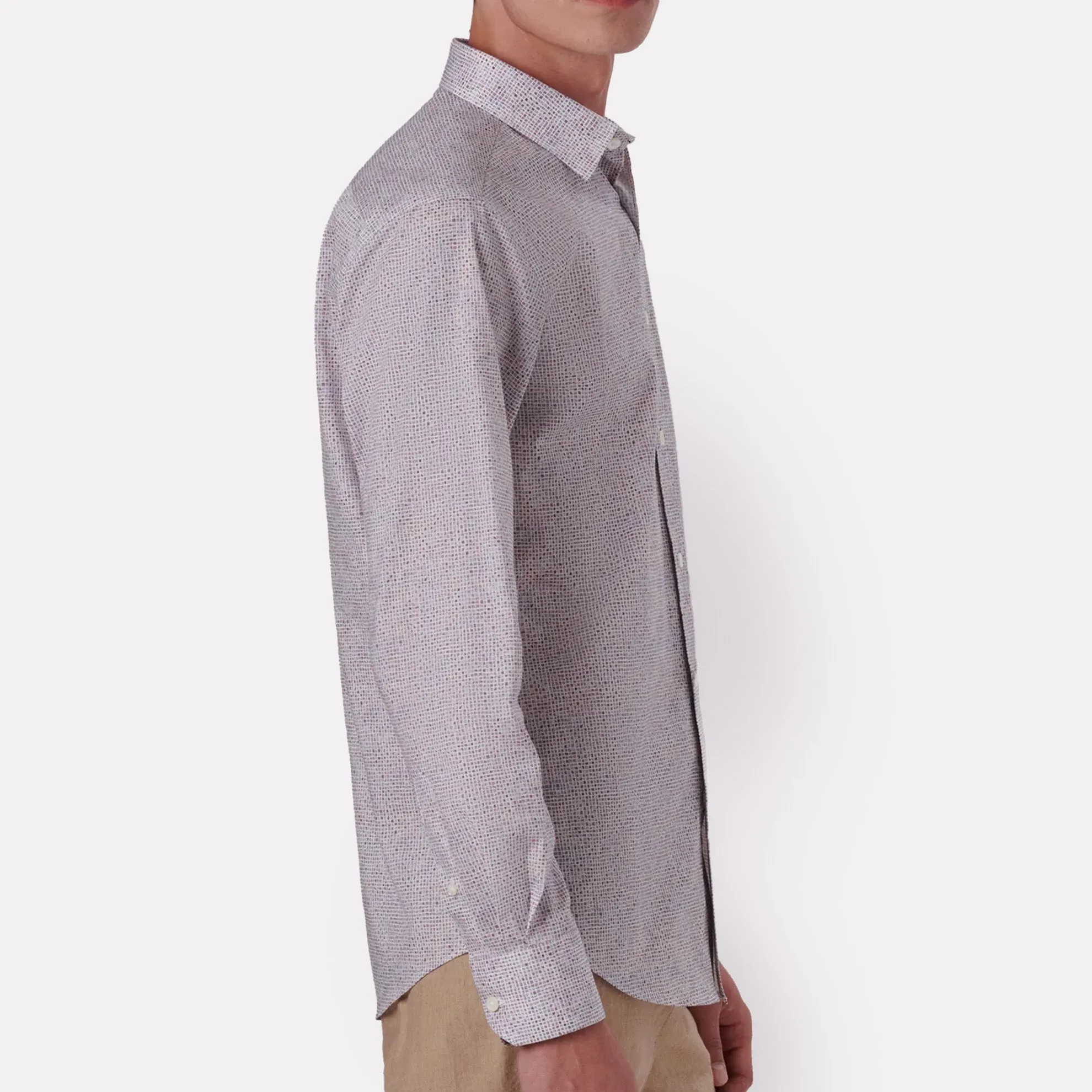 Long Sleeve Woven Shaped Fit Casual Shirt / Dusty Pink