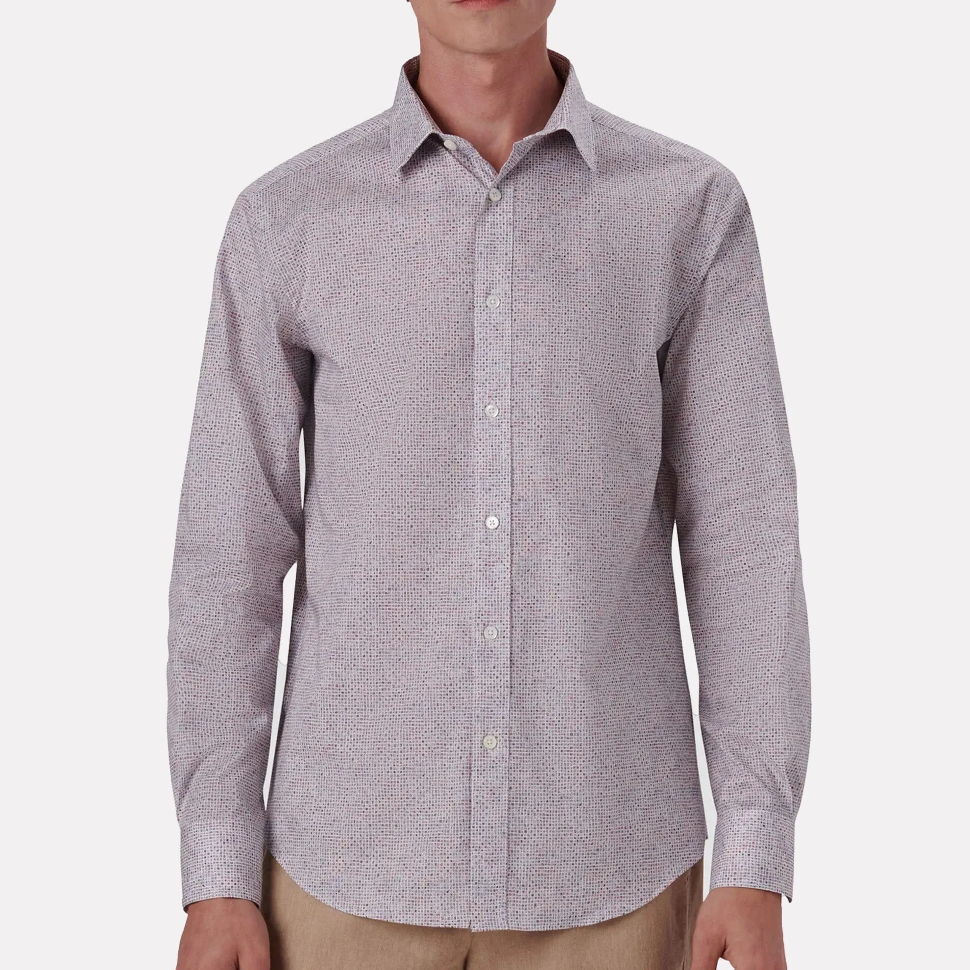 Long Sleeve Woven Shaped Fit Casual Shirt / Dusty Pink