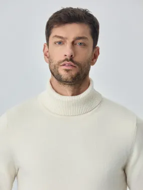 Machine Washable Turtleneck Sweater With Long Sleeves In Lambswool Blend