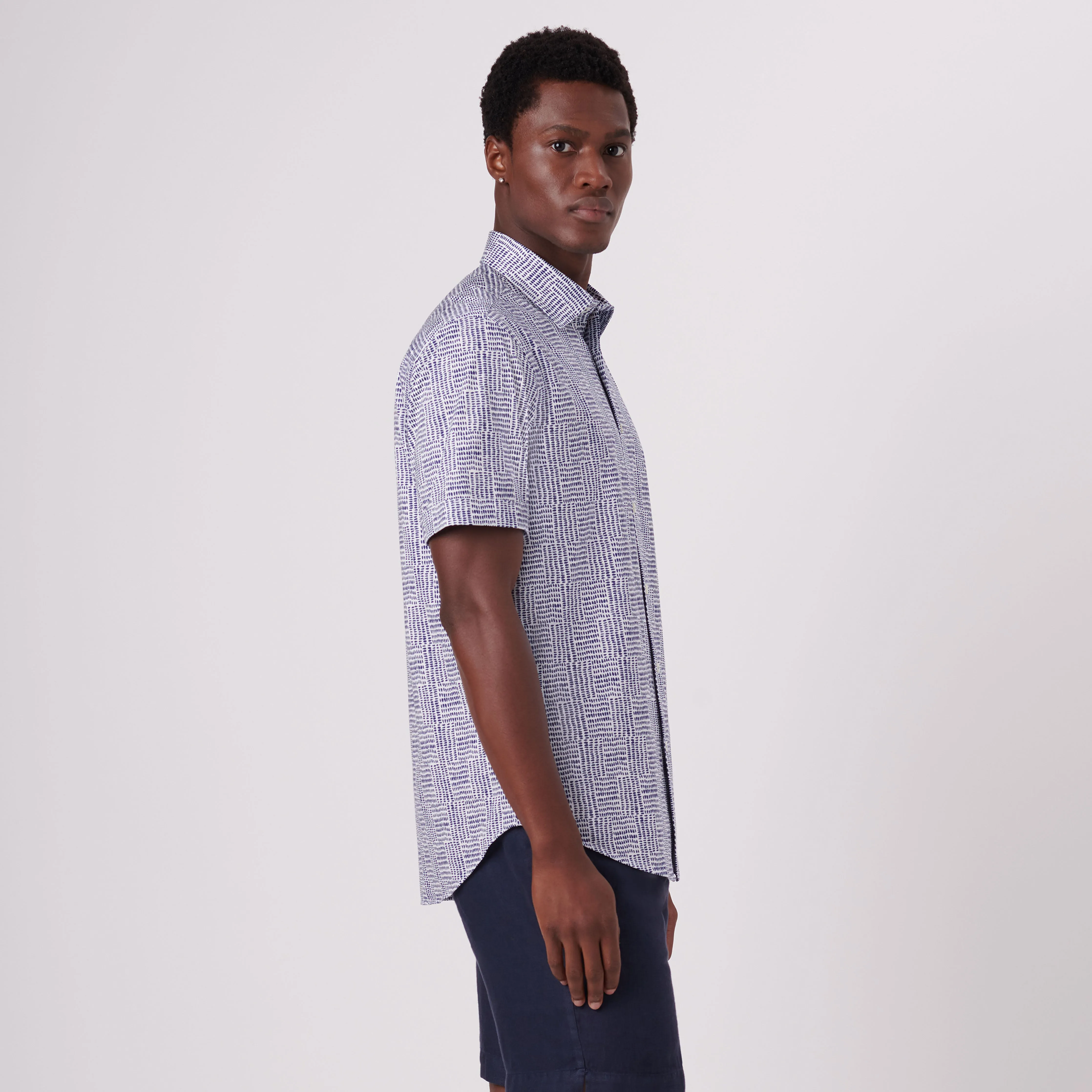 Miles Abstract Check Print OoohCotton Short Sleeve Shirt