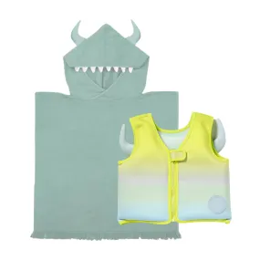 Monty the Monster Float Vest Ages 2-3 & Monster Hooded Beach Towel