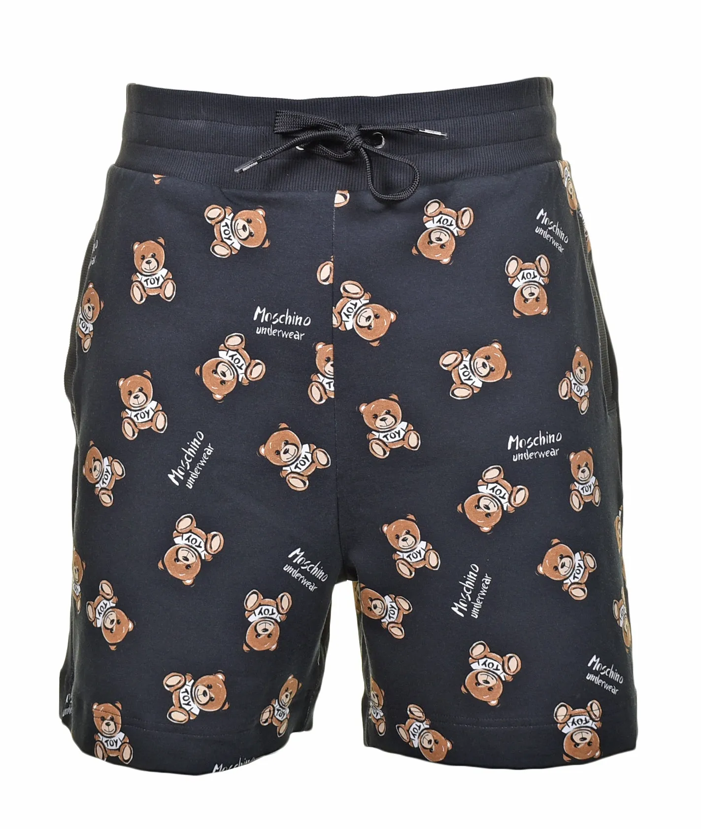 Multi Bear Print Jogger Shorts Black