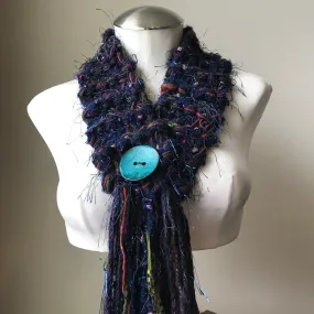 Navy Blue Tweed *Diva Chic* Scarf, (DS14)