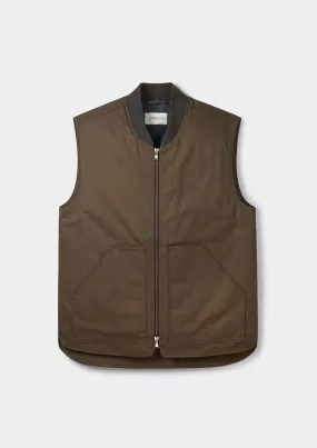 Olive Cotton Twill Gilet