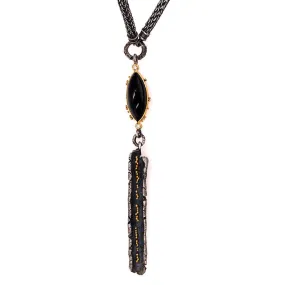 Onyx & Diamond Drop Necklace- "Talentum"