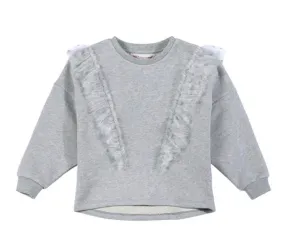 Paper wings frilled sweater - spot mesh