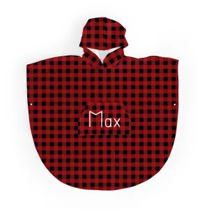 Personalized  Hooded Poncho Towel | Buffalo Check