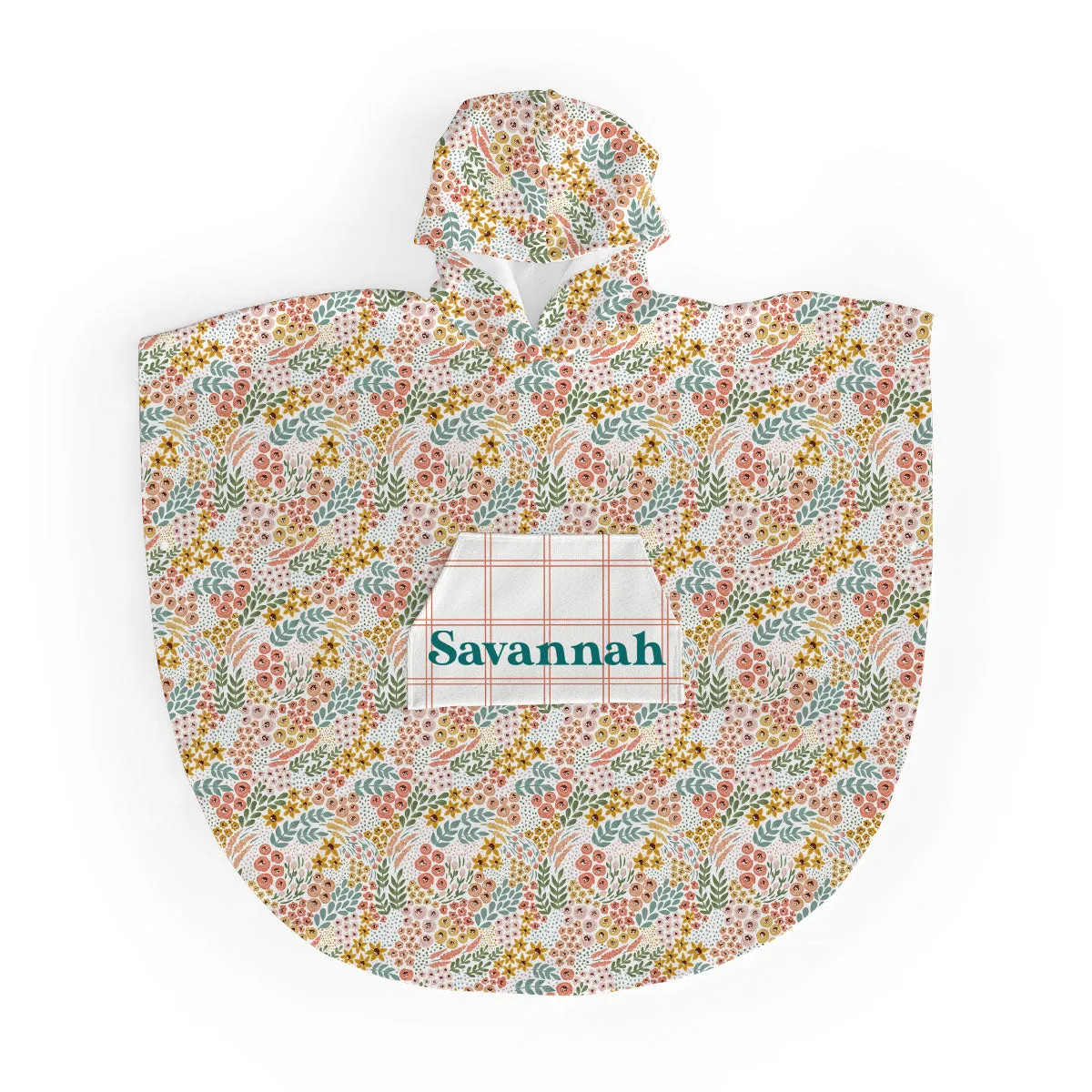 Personalized  Hooded Poncho Towel | Whimsy Floral