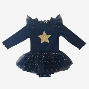 Petite Hailey Frill LS Baby Tutu - Navy