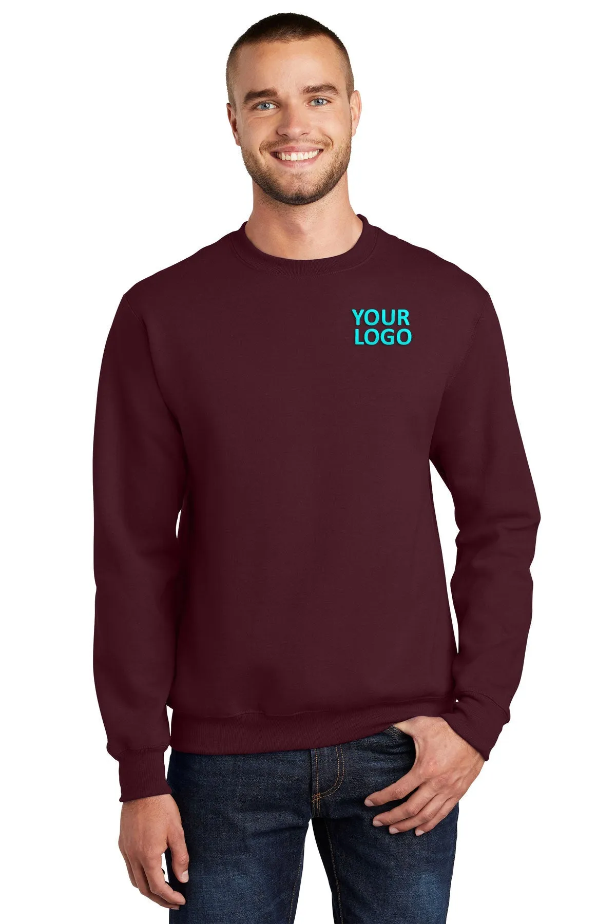 Port & Company Essential Fleece Branded Sweatshirts, Maroon