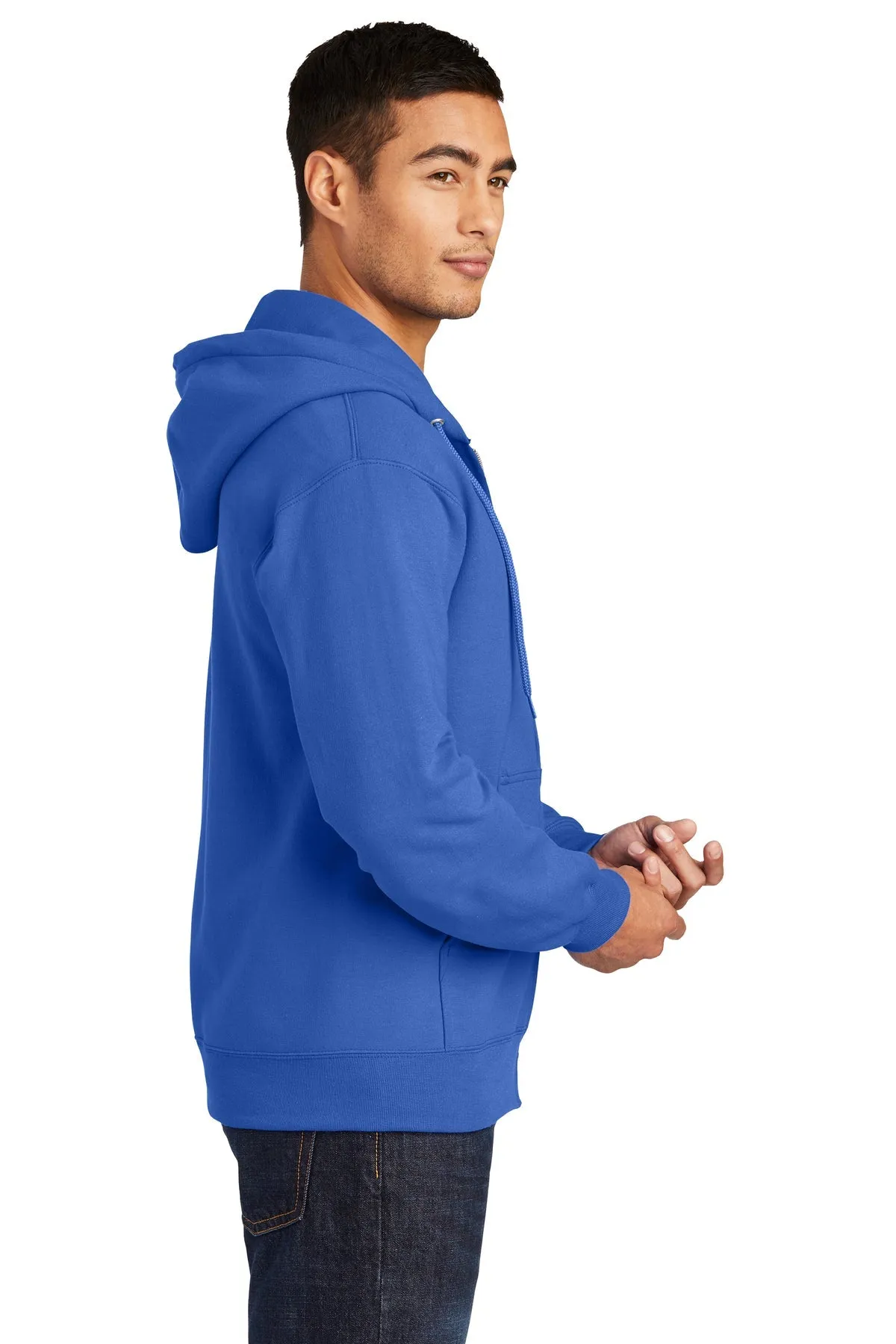 Port & Company Essential Fleece Branded Zip Hoodies, Royal