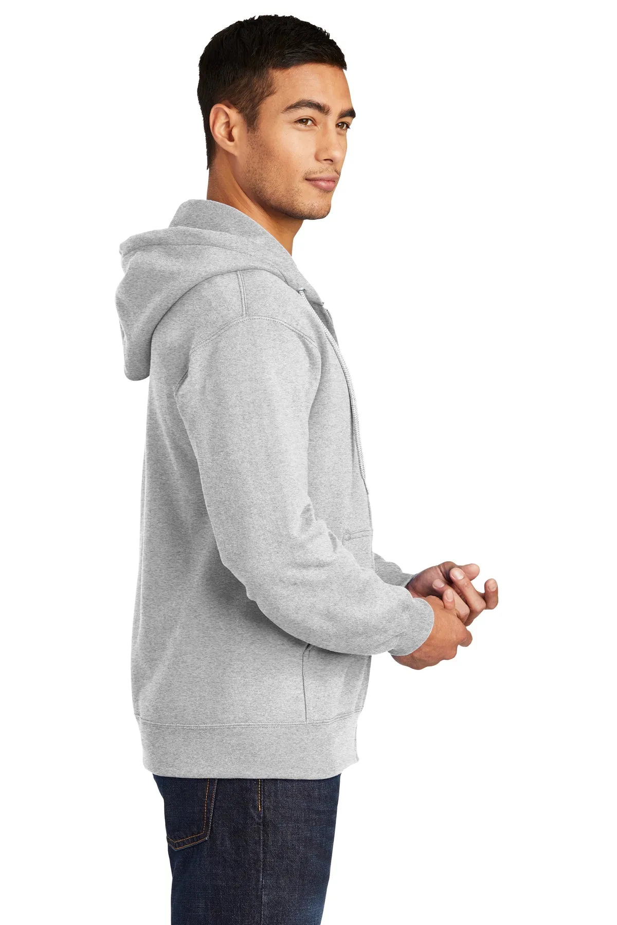 Port & Company Essential Fleece Custom Zip Hoodies, Ash