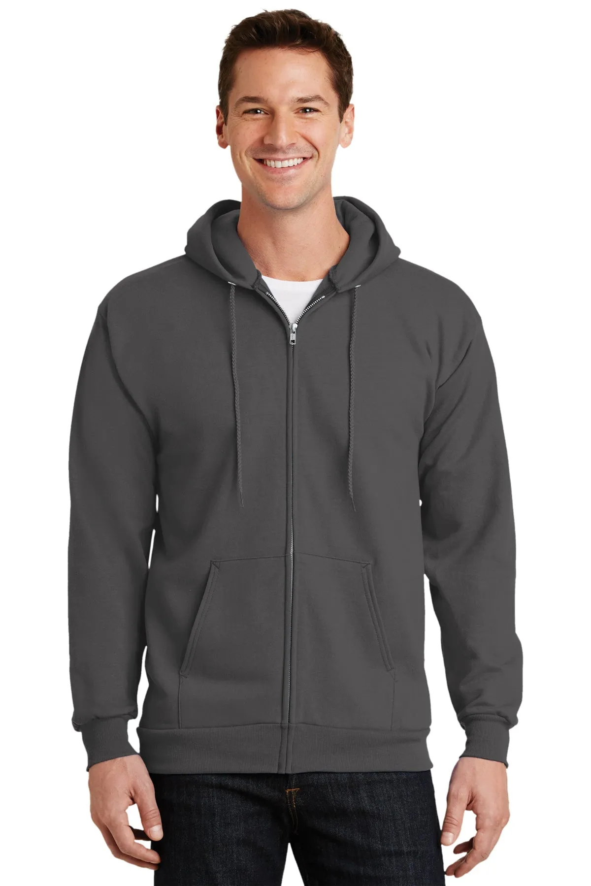 Port & Company Tall Essential Fleece Zip Customized Hoodies, Charcoal