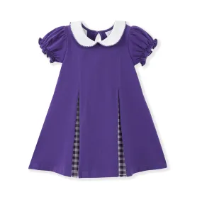 Purple gingham pleat dress