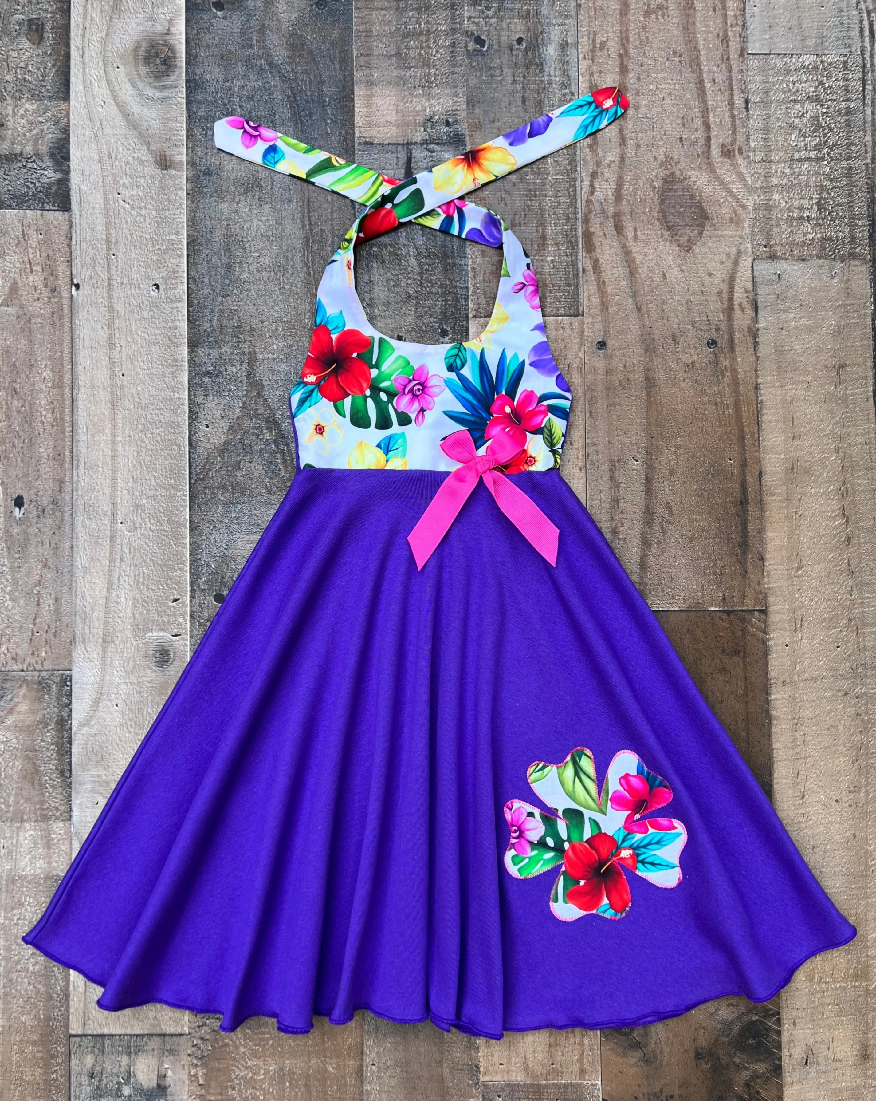 Purple Hawaiian Luau Tropical Dress