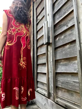 Red Paisley Power Batikwalla Dress in Organic Cotton