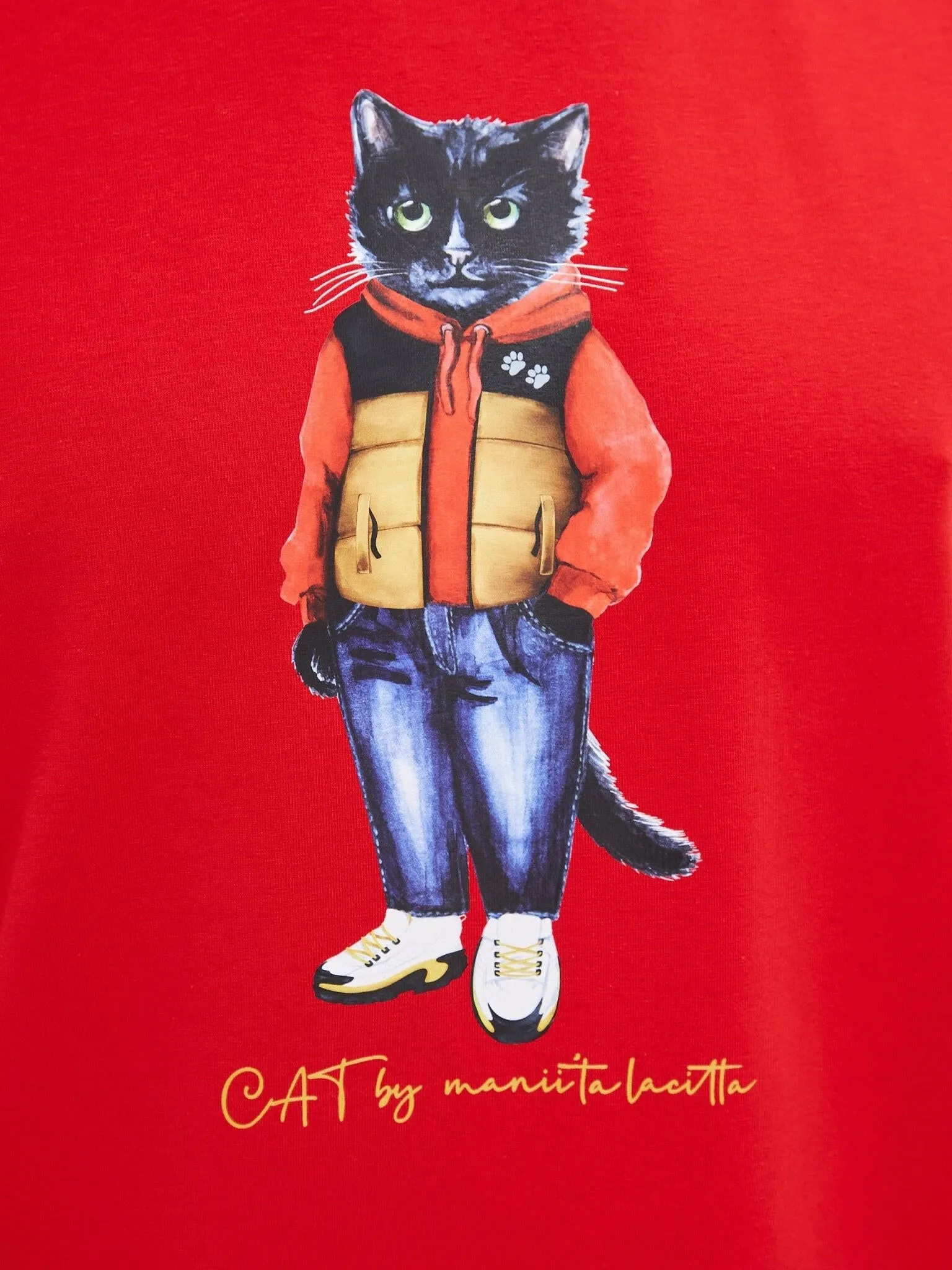 Red Printed T-shirt SPORT CASUAL CAT