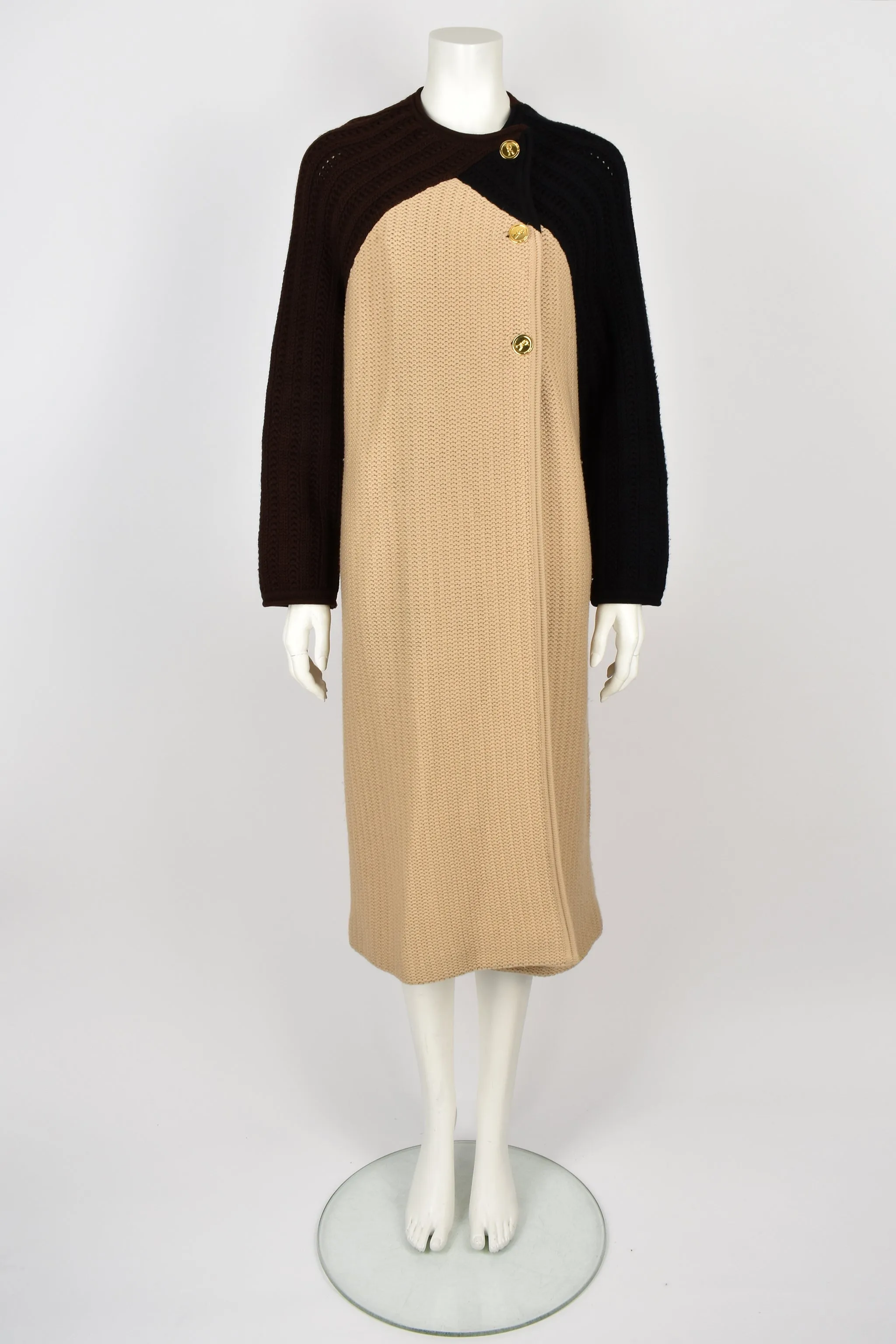 ROBERTA DI CAMERINO 70s wool knit coat with scarf M-L