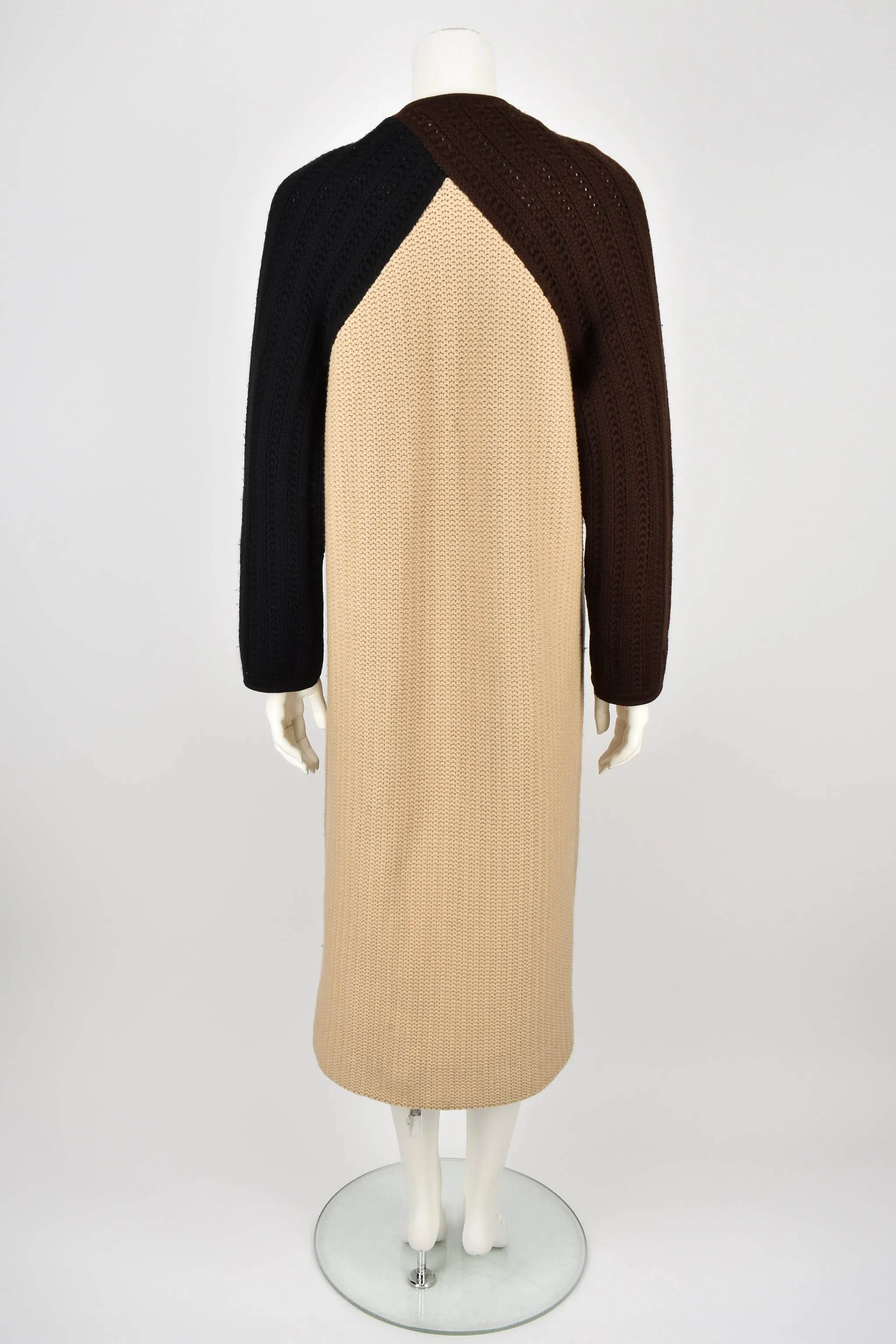 ROBERTA DI CAMERINO 70s wool knit coat with scarf M-L