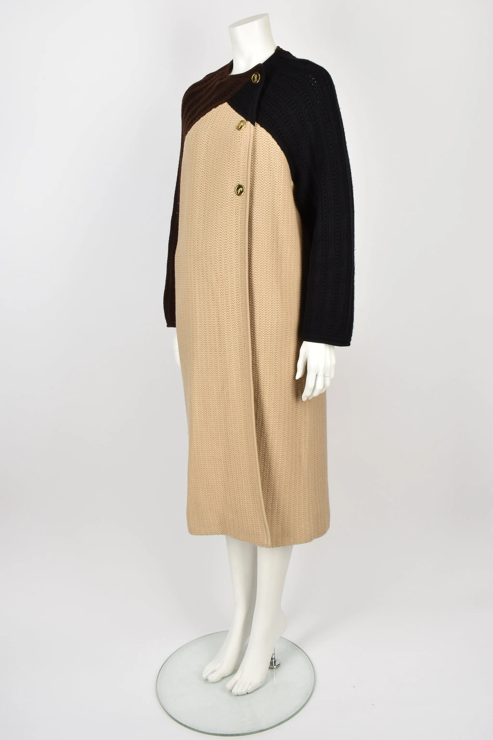 ROBERTA DI CAMERINO 70s wool knit coat with scarf M-L