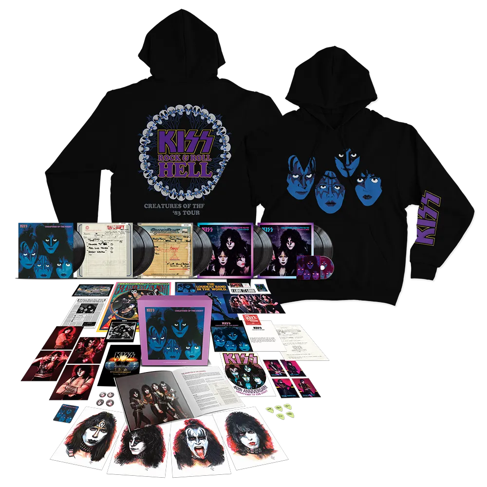 Rock and Roll Hell Black Hoodie   Creatures Of The Night 40th Anniversary 9LP Super Deluxe (Limited Edition 180g Black Vinyl) Bundle