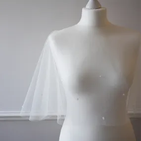 Sequin and pearl ivory tulle bridal capelet - Hatherleigh