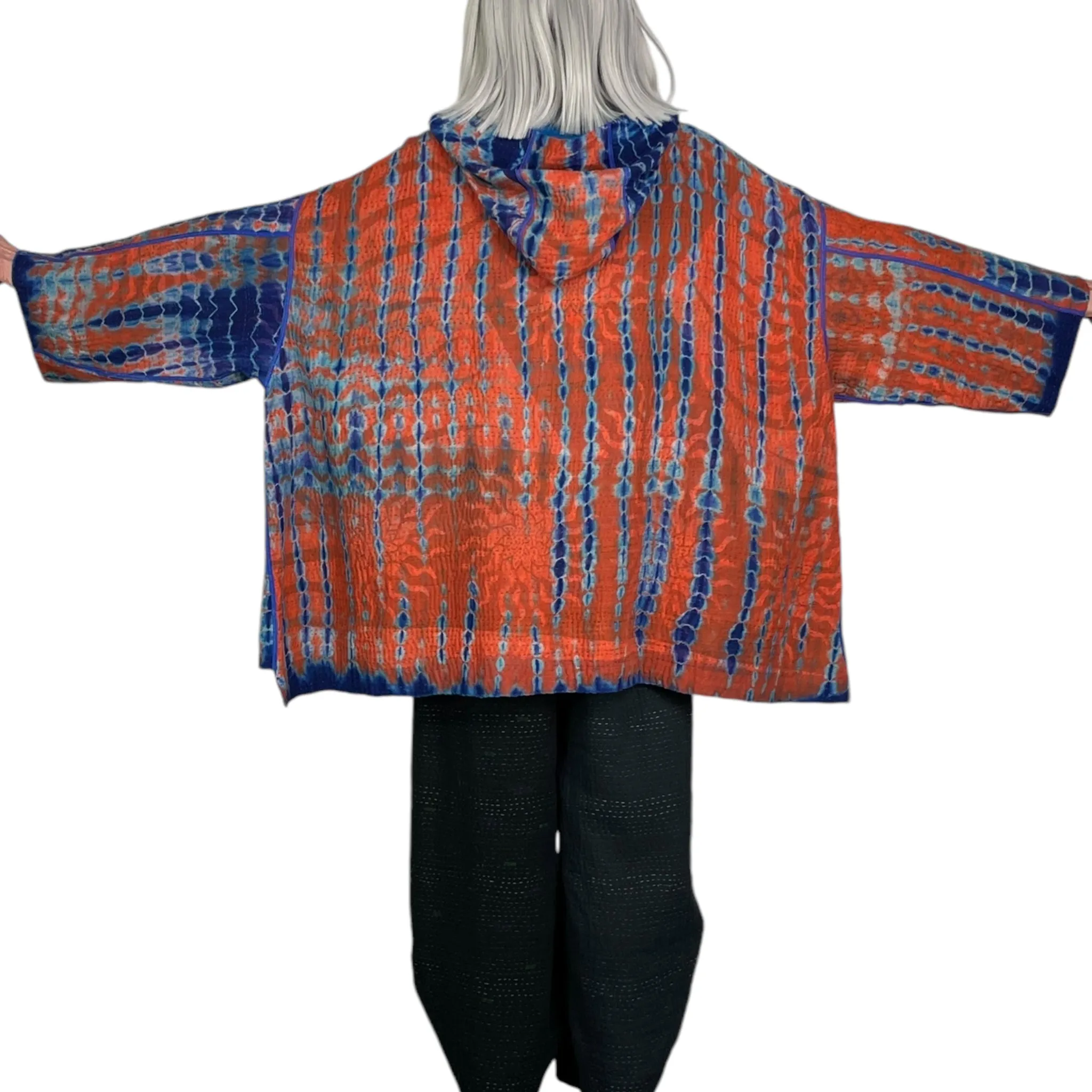 SERPENT SHIBORI TIE DYE HOODIE PONCHO