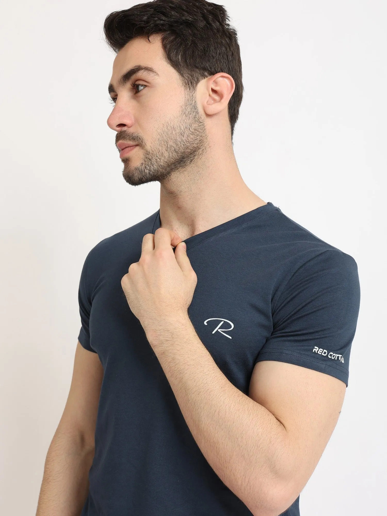 Short Sleeves Undershirt For Men - Navy