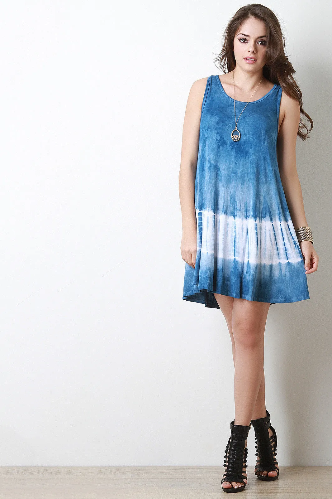 Sleeveless Tie Dye Shift Dress